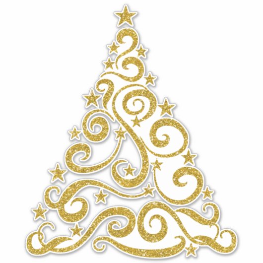 Gold Faux Glitter | kerstboomstructuur Sticker (Voorkant)