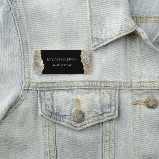 Gold faux glitter-label naamplaatje (In situ)