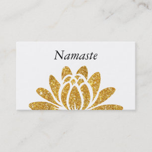 Gold Faux Glitter Lotus Flower Modern Namaste Visitekaartje