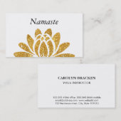 Gold Faux Glitter Lotus Flower Modern Namaste Visitekaartje (Voorkant / Achterkant)