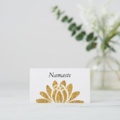 Gold Faux Glitter Lotus Flower Modern Namaste Visitekaartje (Staand voorkant)