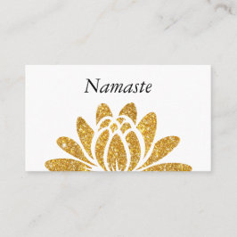 Gold Faux Glitter Lotus Flower Modern Namaste Visitekaartje