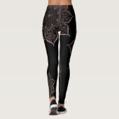 Gold Faux Glitter Mandalas Black met geofferd Roos Leggings (Achterkant)