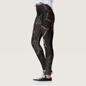 Gold Faux Glitter Mandalas Black met geofferd Roos Leggings (Links)