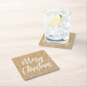 Gold Faux Glitter Merry-kerstkalligrafie Kartonnen Onderzetters (Insitu)
