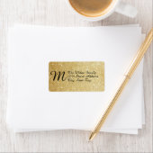 Gold Faux Glitter Monogram Adresetiketten Etiket (Insitu)