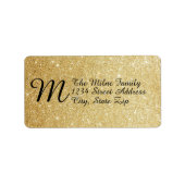 Gold Faux Glitter Monogram Adresetiketten Etiket (Voorkant)