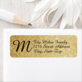 Gold Faux Glitter Monogram - Retouradreslabels Etiket (Insitu)