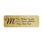 Gold Faux Glitter Monogram - Retouradreslabels Etiket (Voorkant)
