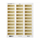 Gold Faux Glitter Monogram - Retouradreslabels Etiket (Full Sheet)