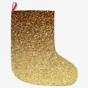 Gold Faux Glitter Ombre Grote Kerstsok
