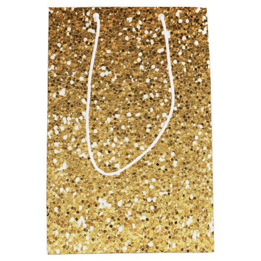 Gold Faux Glitter Ombre Medium Cadeauzakje (Voorkant)