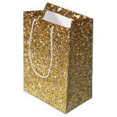 Gold Faux Glitter Ombre Medium Cadeauzakje (Voorkant Gekanteld)