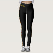 Gold Faux Glitter op Black Leggings Dance Pants (Voorkant)