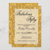 Gold Faux Glitter Pattern Fabulous 50 Kaart (Voorkant / Achterkant)