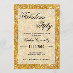 Gold Faux Glitter Pattern Fabulous 50 Kaart