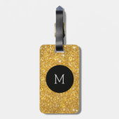 Gold Faux Glitter Pattern Girly Monogram Bagagelabel (Achterkant verticaal)