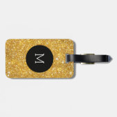 Gold Faux Glitter Pattern Girly Monogram Bagagelabel (Achterkant horizontaal)