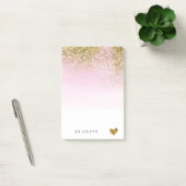 Gold Faux Glitter Pink Waterverf op maat Post-it® Notes (Kantoor)