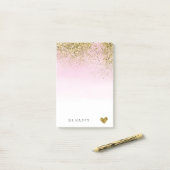 Gold Faux Glitter Pink Waterverf op maat Post-it® Notes (Op bureau)