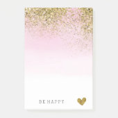 Gold Faux Glitter Pink Waterverf op maat Post-it® Notes (Voorkant)