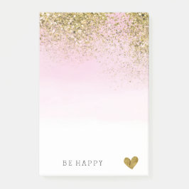 Gold Faux Glitter Pink Waterverf op maat Post-it® Notes