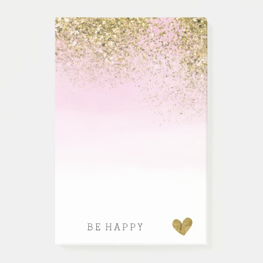 Gold Faux Glitter Pink Waterverf op maat Post-it® Notes (Voorkant)