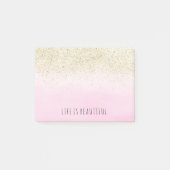 Gold Faux Glitter Pink Waterverf op maat Post-it® Notes (Voorkant)