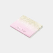 Gold Faux Glitter Pink Waterverf op maat Post-it® Notes (Schuin)