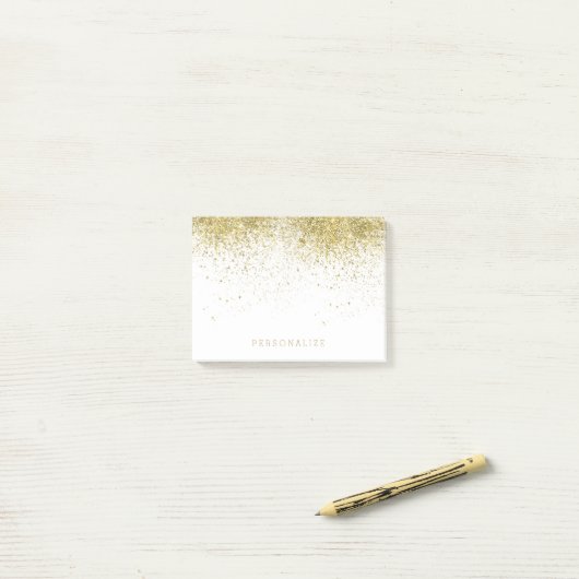 Gold Faux Glitter Post-it® Notes (Op bureau)