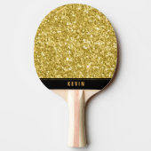 Gold Faux Glitter Print Monogram Tafeltennisbatje (Achterkant)