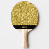 Gold Faux Glitter Print Monogram Tafeltennisbatje (Voorkant)