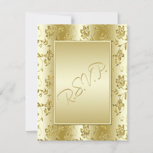 Gold FAUX Glitter Reply Card RSVP Kaartje (Voorkant)