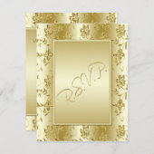 Gold FAUX Glitter Reply Card RSVP Kaartje (Voorkant / Achterkant)