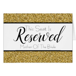 Gold Faux Glitter Reserved Seat Weddenschap