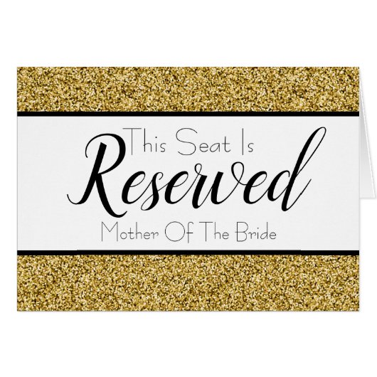 Gold Faux Glitter Reserved Seat Weddenschap (Voorkant Horizontaal)