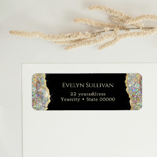 Gold faux glitter Return Address Label