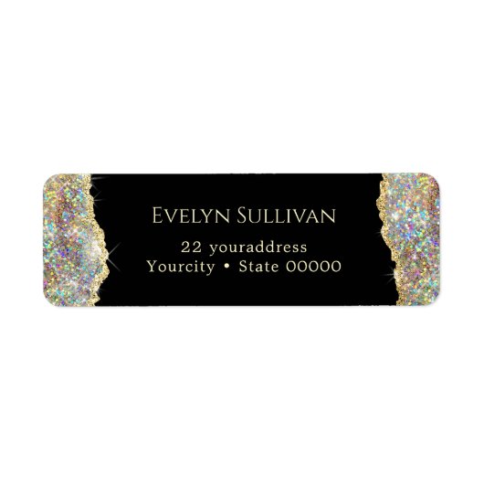 Gold faux glitter Return Address Label (Voorkant)