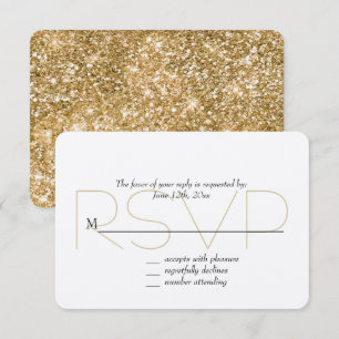 Gold Faux Glitter RSVP Kaartje