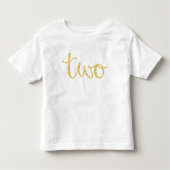 Gold Faux Glitter Script 2e verjaardag Kinder Shirts (Voorkant)