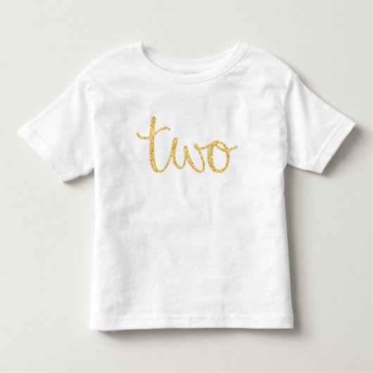 Gold Faux Glitter Script 2e verjaardag Kinder Shirts (Voorkant)