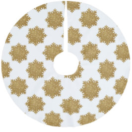 Gold Faux Glitter Snowflake Patroon Kerstboom Rok