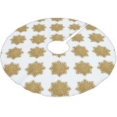 Gold Faux Glitter Snowflake Patroon Kerstboom Rok (Gekanteld)