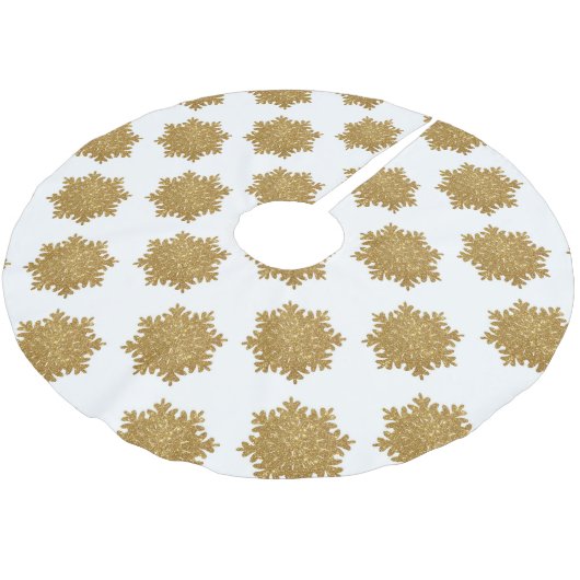 Gold Faux Glitter Snowflake Patroon Kerstboom Rok (Gekanteld)