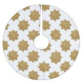 Gold Faux Glitter Snowflake Patroon Kerstboom Rok (Voorkant)