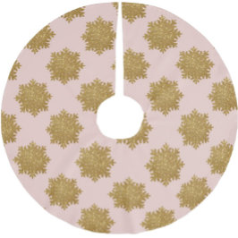 Gold Faux Glitter Snowflake Patroon Roze Kerstboom Rok