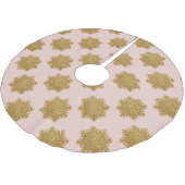 Gold Faux Glitter Snowflake Patroon Roze Kerstboom Rok (Gekanteld)