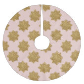 Gold Faux Glitter Snowflake Patroon Roze Kerstboom Rok (Voorkant)