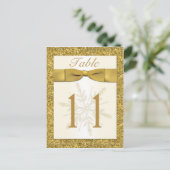 Gold FAUX Glitter Snowflake Tafelnummer Kaart (Staand voorkant)