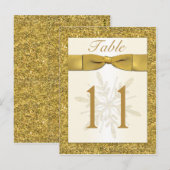 Gold FAUX Glitter Snowflake Tafelnummer Kaart (Voorkant / Achterkant)